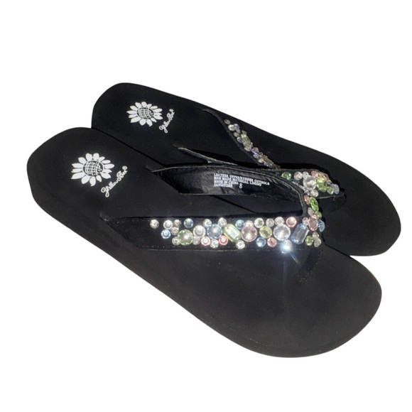 YELLOW BOX SANDSTONE Rhinestone flip flops sandals women’s shoes size 8 - Picture 4 of 12